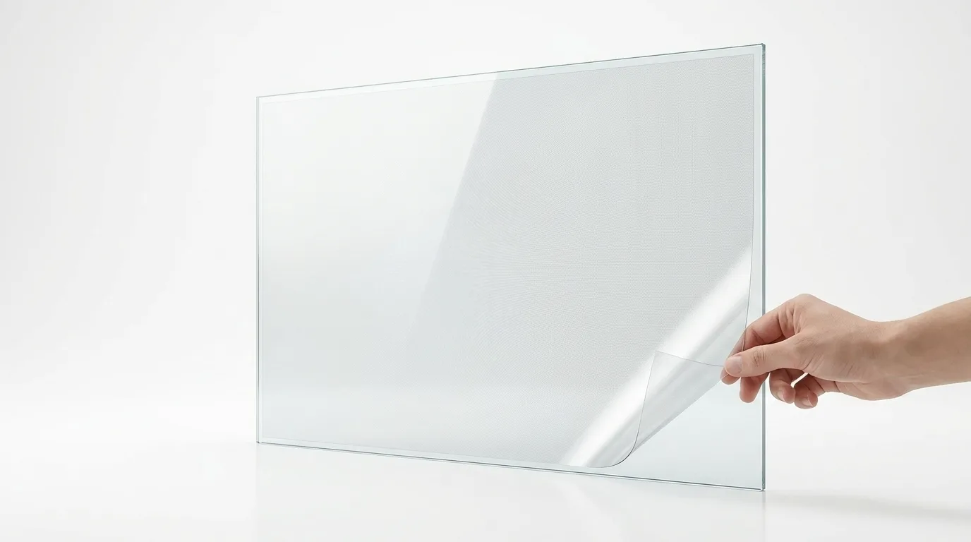 Transparent LED crystal film being applied to a glass pane